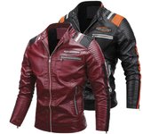 Chaqueta de cuero para hombre, versión coreana, ajustada, a la moda, con cuello levantado, chaqueta para hombre, chaqueta de cuero para motocicleta de invierno, ropa para hombre 3XL