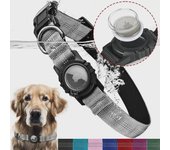 Collar AirTag reflectante impermeable para perros con cubierta transparente y localizador antipérdida M: 38-50CM x 2.5CM
