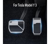 Almohadillas para pedales de coche Tesla Model Y 3, nuevas cubiertas para pedales de freno y acelerador de PC ABS, accesorios para pedales de apoyo plata