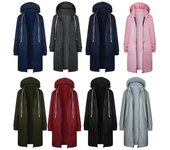 Chaqueta informal de manga larga para mujer, abrigo liso con cremallera, gabardina con capucha, cazadora de invierno para mujer XXXL negro