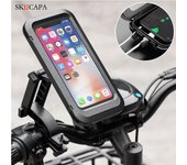 Soporte Universal para teléfono de motocicleta y bicicleta para Samsung iPhone Xiaomi OPPO Huawei Moto Scooter impermeable plegable funda para teléfono móvil soporte Capa Suitable for under 7 inch negro
