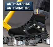 Zapatos de seguridad ligeros para el trabajo para hombre y mujer, zapatillas de trabajo antigolpes, zapatos con punta de acero, botas protectoras de seguridad transpirables 45 negro