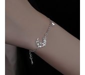 Plata esterlina S925 pulsera de plata niña corazón brillante diamante luna gatito pulsera moda femenina borla pequeña flor mariposa pulsera