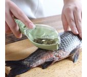 Herramienta de cocina raspador de escamas de pescado limpieza de la piel de pescado pelador cepillo escalador con cubierta receptor de escamas azul