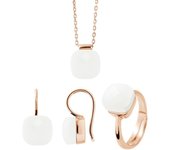 Conjunto - LOVA LOLA VAN DER KEEN - LINEA MODA - Cristal Blanco - Plata de Ley 925 - Oro Rosa