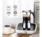 Cafetera espresso Moka de inducción con válvula de presión, tapa de cristal y olla Moka Esprosso de acero inoxidable, cafetera italiana clásica 160ML