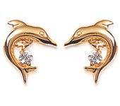 Les Trésors De Lily [J4408] - Pendientes chapados en oro 'Dauphins' oro blanco - 16x10 mm oro