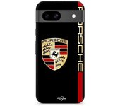 Coque - MANIACASE - Google Pixel 8a - Silicone - Souple - Logo PORSCHE rouge et doré