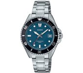 Casio Reloj analógico estándar de cuarzo con esfera azul y acero inoxidable MDV-10D-2A1V para hombre azul