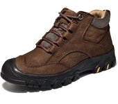 Zapatos de hombre de cuero genuino Botas impermeables para hombres al aire libre Zapatos cómodos para caminar para hombres 38 negro