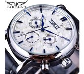 JARAGAR Camiseta nueva para hombre, correa de reloj, reloj mecánico automático para hombre, reloj de tres discos y seis pines para hombre, reloj de diamantes luminoso resistente al agua bronceado