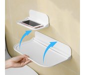 Estante plegable montado en la pared, estante de almacenamiento plegable para ahorrar espacio, soporte para teléfono sin perforaciones, bandeja de almacenamiento para enrutador Wifi, organizador de baño