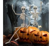 Esqueleto de Halloween de cuerpo completo con articulaciones articuladas, esqueleto humano realista, decoraciones para fiestas, casas embrujadas, truco o trato, juguete festivo A