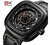 WEISIKAI 6010 relojes para hombre, camiseta nueva de marca, reloj de lujo para hombre con caja, calendario luminoso resistente al agua, relojes mecánicos automáticos para hombre negro