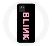 Coque pour Samsung Galaxy A03 Blink Fandom Blackpink Logo Rose Fond Noir