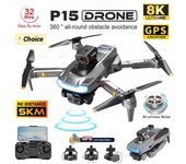 2025 Nuevo Dron P15 GPS 4K Fotografía aérea Avión HD Cámara dual Posicionamiento para evitar obstáculos Cuadricóptero anticolisión Juguete de regalo para niños 4k single camera 1 battery negro