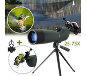 Telescopio monocular Zoom de largo alcance impermeable con soporte adaptador para teléfono para observación de aves al aire libre verde