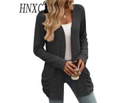 HNXC Chaquetas y abrigos de manga larga para otoño e invierno con estampado de color sólido informal vintage para mujer S borgoña
