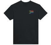 Camiseta - PIXELFORMA - Drapeau Afrique du Sud - Broderie Noir - 100% Coton - Coupe Classique