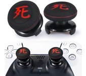Extensor de joystick Playrealm FPS con cubierta de agarre de silicona de goma impresa, 2 juegos para mando PS5 Dualsenese PS4 y PS5 (Kanji Muerte)