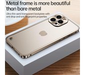 Funda de teléfono con marco de metal para iPhone 11 12 13 14 15 16 Pro Max, cubierta de protección de lente completa de aleación de aluminio para iPhone 13 mini, carcasa trasera de metal chapado For iPhone 13 negro