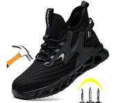 Zapatos de trabajo transpirables para hombre, zapatos de seguridad de verano, botas de trabajo para la construcción para hombre, zapatillas protectoras ligeras, zapatos de seguridad con punta de acero 41 negro