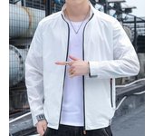 Chaqueta fina de protección solar para hombre, abrigo de verano informal de moda con cremallera para pesca 3XL blanco