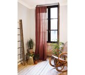 Lot de 2 rideaux ajustable + 8 anneaux pince  Gaîa  140 x 300 cm  Gaze de Coton  - Gaïa Terracotta