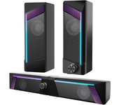 Altavoz para juegos de PC con cable y luz RGB, cable USB para teléfonos inteligentes, negro, 3,5 mm incluido, computadoras, televisores, portátiles, tabletas, negro