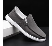 Zapatos de lona sin cordones a la moda para hombre, zapatos cómodos y ligeros transpirables para hombre, zapatos casuales de verano para hombre, zapatos planos perezosos 39 gris
