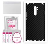 apgo Protective Skin Sticker for the back+sides compatible with Xiaomi Redmi 9, Full Wrap Film, Foil, Vinyl - Pattern Carbon Black