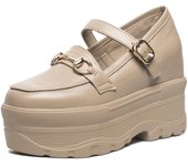 Fujin 10cm 12cm Pu microfibra moda altura aumento hebilla señoras plataforma Casual cuña gran oferta mujeres Slip on zapatos de mujer 33