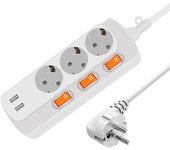 Regleta USB 3 tomacorriente UE 3 interruptor cable de extensión de 1,5/3 metros 1.5Meter