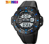 SKMEI, nuevo reloj Digital deportivo a la moda, pantalla Dual, relojes con alarma y luz, reloj multifunción resistente al agua hasta 50M para hombres 1885 azul