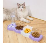 Comedero automático para mascotas, tazón de comida para gatos, dispensador de agua todo en uno, bebedero para gatos, perros y mascotas. Gray-1