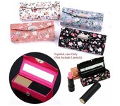 Estuche para guardar maquillaje, joyas, pintalabios, brillo de labios, miniespejo, con diseño de flores para mujer Large Flower blanco