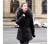 Chaqueta de algodón de otoño e invierno para mujer con forro de felpa Chaqueta corta de cuello grande XXXL