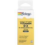 Solaray, Vitamin D-3 in Sunflower Oil, Natural, Unflavored, 25 mcg, 0.5 fl oz (14.8 ml)