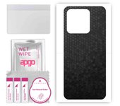 apgo Protective Skin Sticker for the back compatible with Xiaomi Redmi 10A, Wrap Film, Foil, Vinyl - Pattern Black Honeycomb
