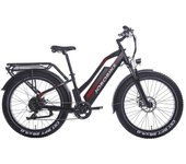 Bicicleta eléctrica todoterreno JOBOBIKE Robin Step-Thru, Shimano de 7 velocidades, batería LG de 48 V y 14,5 Ah, frenos Tektro, bicicleta eléctrica negro