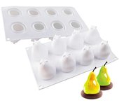 Molde de silicona para hacer postres y mousse con forma de fruta de 8 celdas (Sin FDA, libre de BPA)