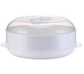 Vaporera redonda simple/doble nivel de cocina microondas alimentos utensilios de cocina verduras pescado Single Tier