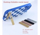 Soporte magnético plegable para teléfono, soporte de escritorio de aleación de metal, mini soporte trasero universal negro