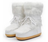 Botas de invierno para mujer, botines de esquí, plataforma de diseño de marca, botas de piel con cordones impermeables, botas de nieve de piel de zorro peludas y esponjosas para mujer 42