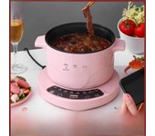 Cocina eléctrica multifuncional compacta: Olla y sartén para fideos todo en uno para dormitorios y hogares 2.6L