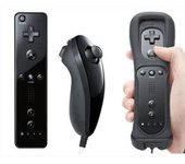 Mando Wiimote Nunchuk para Nintendo Wii U Game Negro + Funda de Silicona + Correa