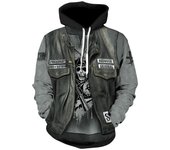 Sudadera con capucha gótica de calavera para primavera y otoño, sudadera de Hip Hop para hombre, chaqueta vaquera falsa con estampado 3D fino, jersey de manga larga con capucha de calavera S