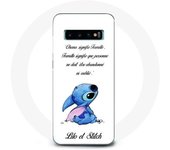 Coque pour Samsung Galaxy s10 plus Lilo et Stitch Ohana Citation Blanc