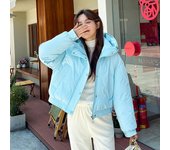 Chaqueta cálida con capucha y relleno de algodón para mujer, de color liso, para otoño e invierno L beige