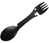 Utensilios de cocina multifuncionales para acampar, cuchara, tenedor, abridor de botellas, herramienta portátil negro